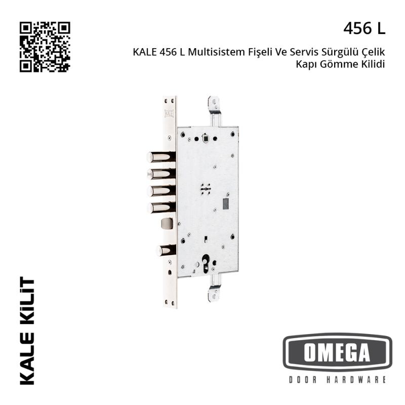 KALE 456 L Multisistem Fişeli Ve Servis Sürgülü Çelik Kapı Gömme Kilidi